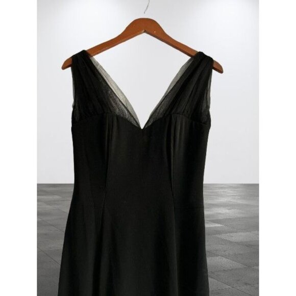 PAULE KA Evening Gown Elegant Black Sleeveless Dress V-Neck & Bow Detail - Picture 5 of 15